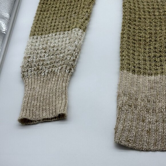 Free People Lake Tahoe Size Large Beige Colorblock Button Front Long Cardigan - Picture 5 of 12